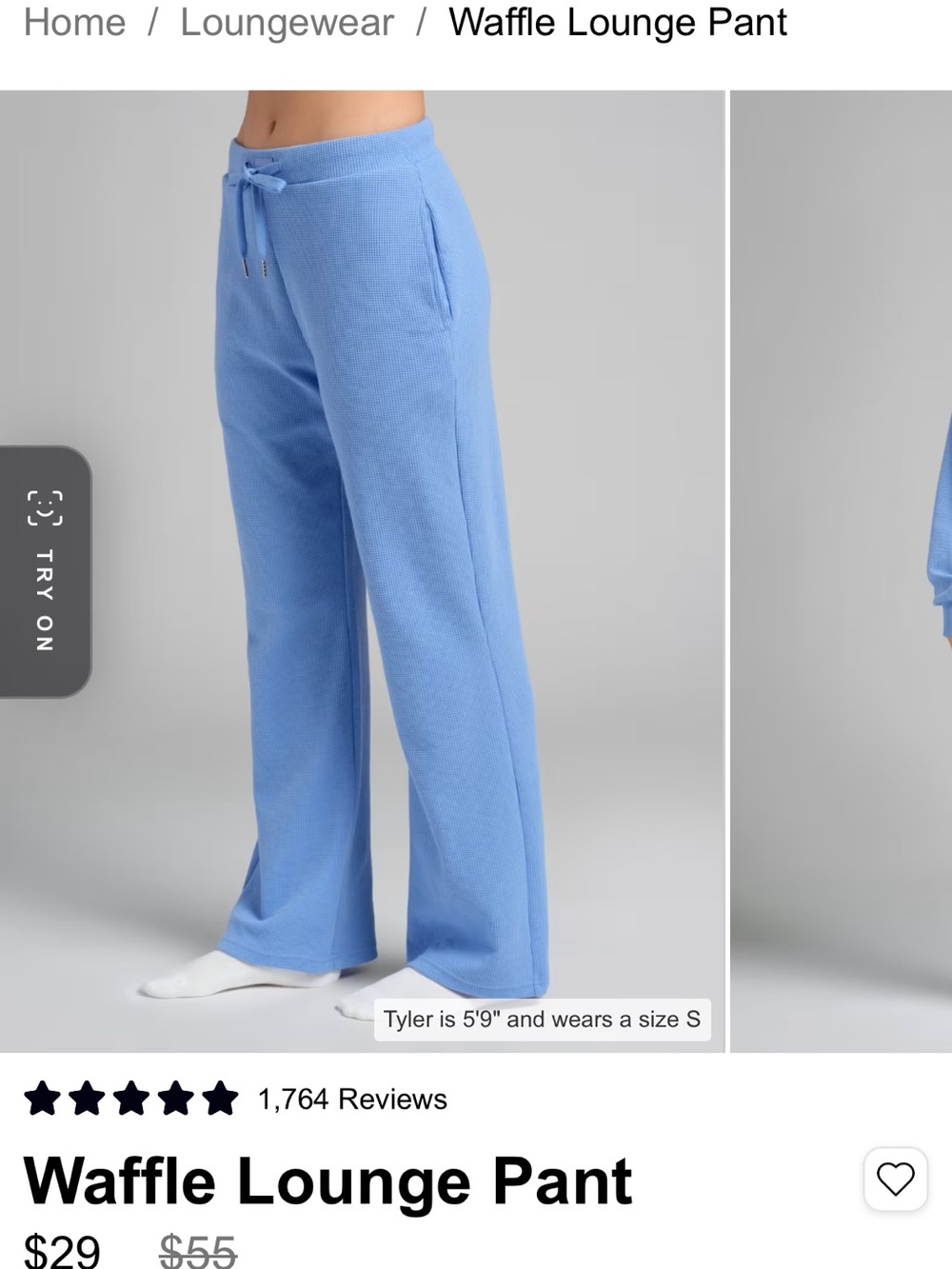 Waffle Lounge Pant — Light Blue Wide Leg